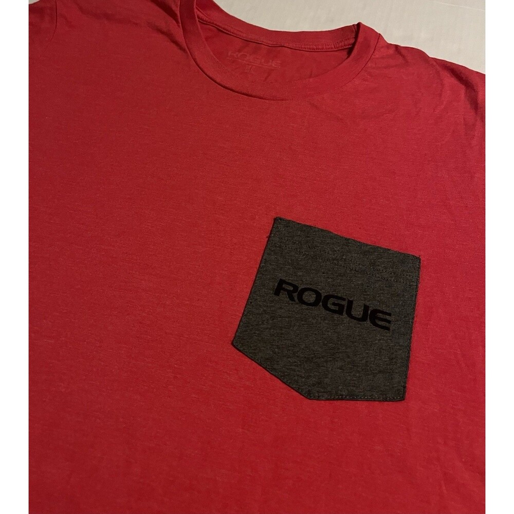 Rogue Fitness Pocket Logo CrossFit Gym Workout T-Shirt XL Red Gray Conditioning
